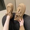Versatile casual round head lace-up single shoes women's spring and summer new heightened platform muffin fringed Birken women's shoes
