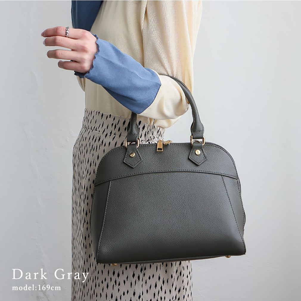 VITAFELICE Damen-Handtasche aus echtem Leder mit Rundum-Reißverschluss (sib-20080n) (Dunkelgrau)