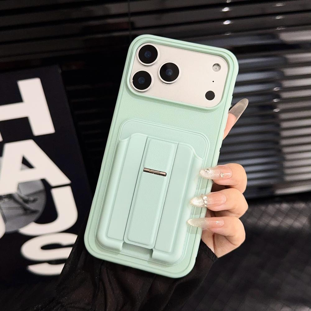 KEYSION Stoßfeste Handyhülle für iPhone 13 14 15 Pro Max 14 15 Plus Silikon+PC Kartensteckplatz Halter Tasche Ständer Rückseite