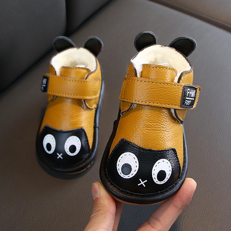 

Winter Fleece-Lined Infant Cotton Shoes - Thick, Cozy First Walkers for One-Year-Old Girls Size 25, 15cm inner length жовтий