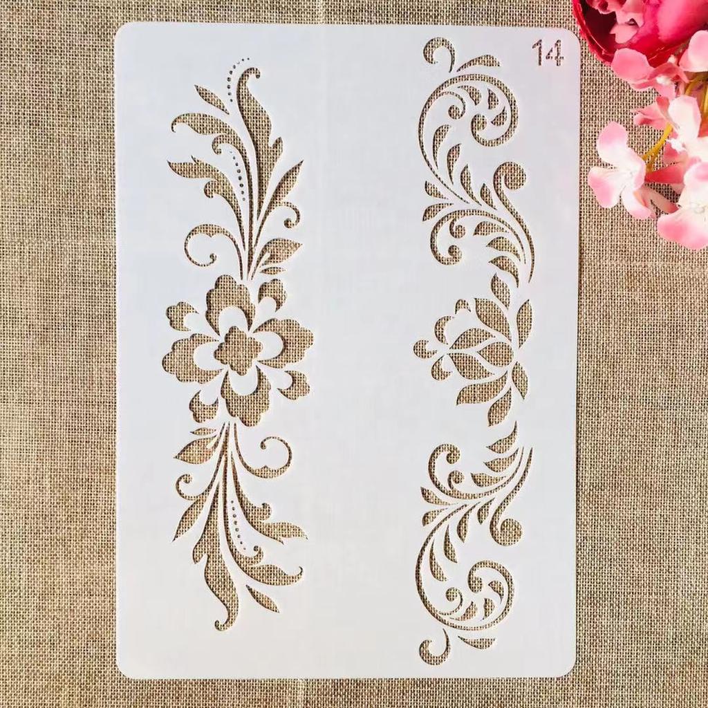 9Pcs/Set A4 29*21cm Flowers Leaves Symbol DIY Layering Stencils Painting Scrapbook Coloring Embossing Album Decorative Template
