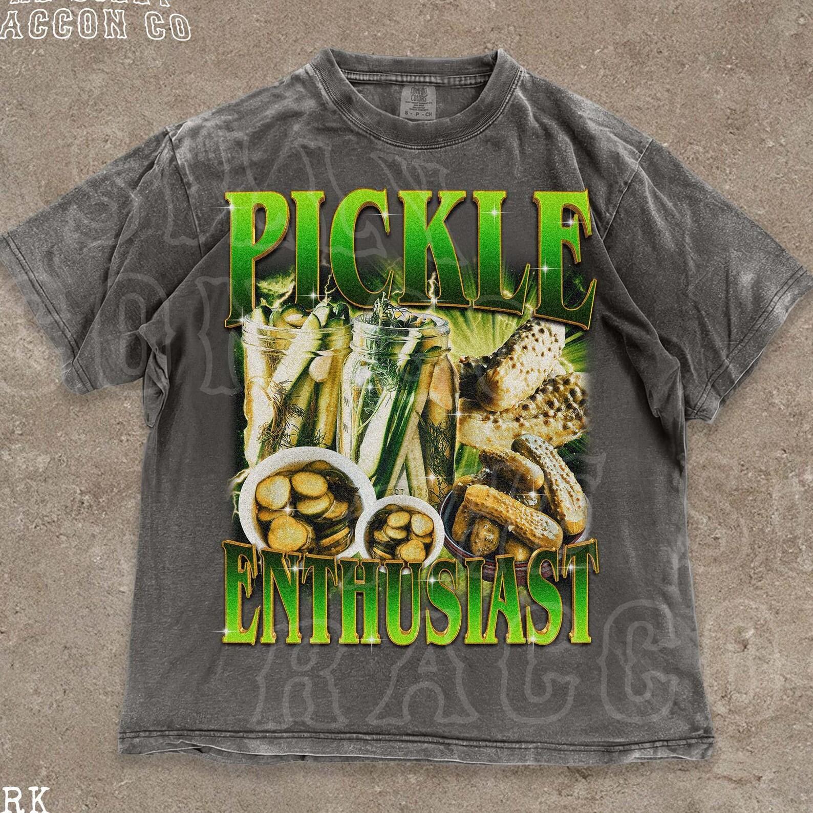 Funny Pickle Enthusiast T-Shirt | Retro 90s Foodie Tee | Vintage Style Pickle Lover Shirt | Pickle Jar Shirt | Unisex Vegan Shirt XL