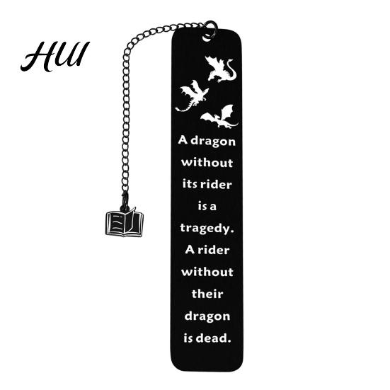 Elegant Metal Bookmark Pterosaur Bookmark, Stainless Steel Fourth Wing Design Page Marker with Dinosaur Black Tassel, Unique Literary Gift for