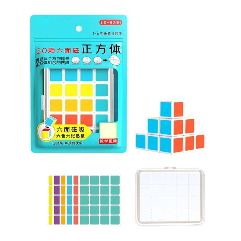 

20Pcs 2cm Magnetic Cubes Set Toddler Early Learning Tool 6 Color Magnetic Building Blocks For Children Preschooler Kid 1