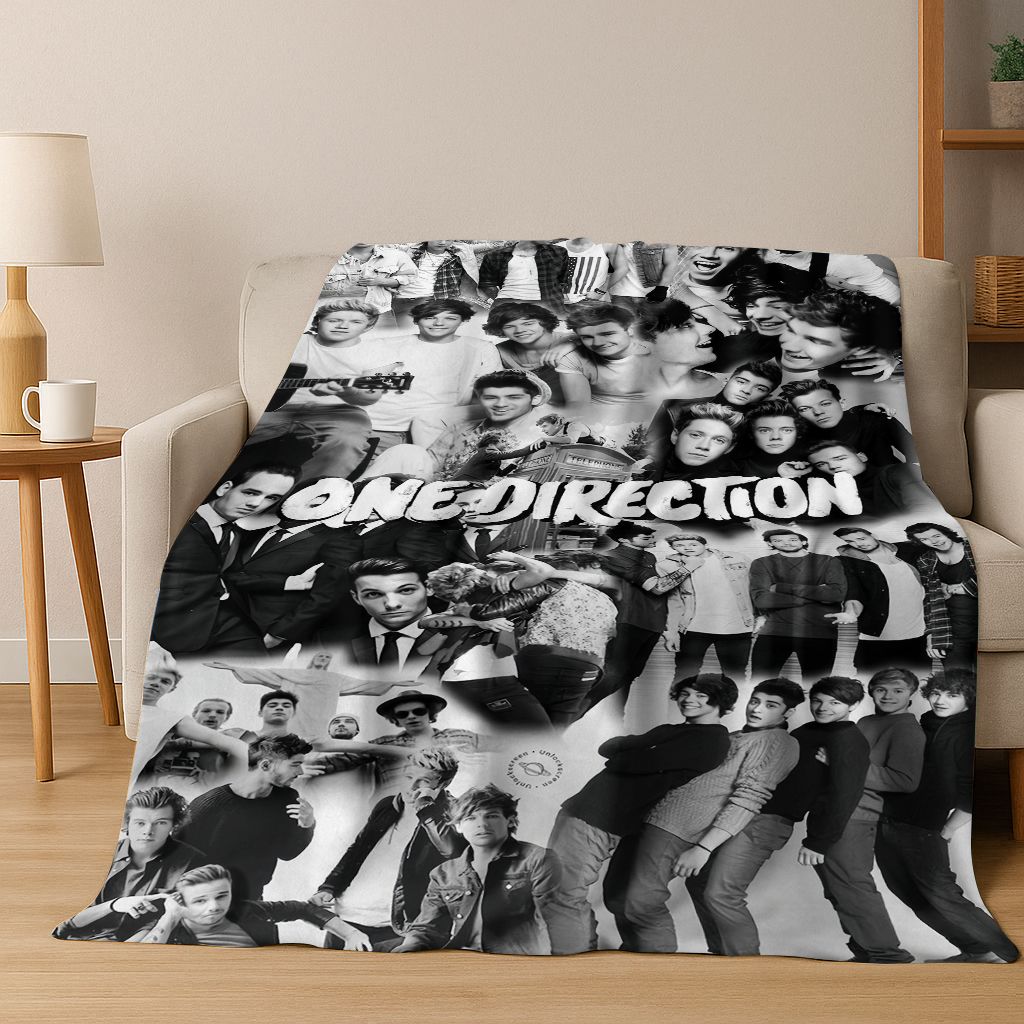 

3D 1D Rock-One-Direction Combinatio Flannel Blanket,Cozy Soft Throw Blanket for Home Bedroom Bed Sofa Picnic Cover Kids Gift 150x200cm