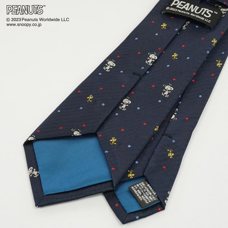 PEANUTS Snoopy Woodstock Tie, Polka Dot Pattern, PN918307, Navy