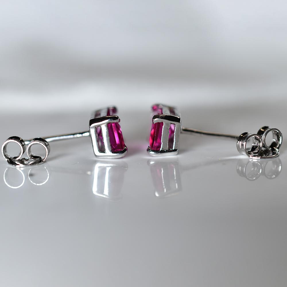Natural Pink Ruby Earrings 11.10 Ct Pair CERTIFIED Emerald Cut Pair For Gift