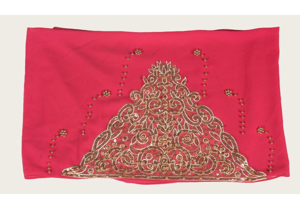 A092 Beaded Chiffon Ethnic Headscarf - Southeast Asia Fashion Scarf
