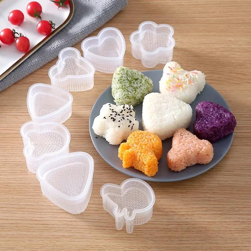 Transparenter Kunststoff-Onigiri-Formen-Set Japanischer Stil Onigiri und Sushi-Formen-Set Sushi Cartoon-Thema Onigiri-Formen für Kinder