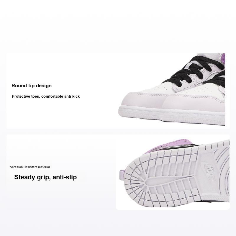 Air Jordan 1 Mid PS Barely Grape Kids Sneakers Purple Black White DQ8424-501