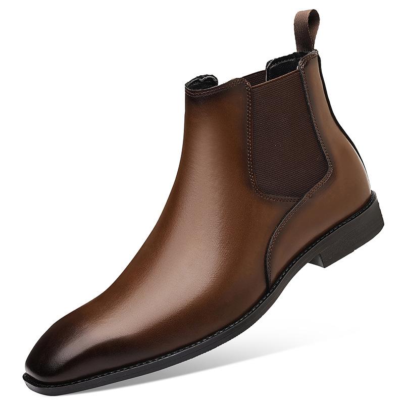 New Winter Fashion Patent Leather Chelsea Ankle Boots For Men's Casual Brand Designe Pointed Toe Shoes Zapatos Hombre High Tops
