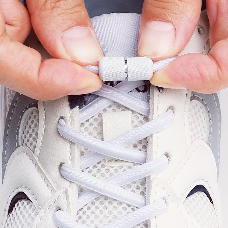 Round Elastic Laces without ties Metal Buckle Shoelace Sneakers Flat Shoes no tie shoelaces Shoe Accessories 1Pair/2Pair