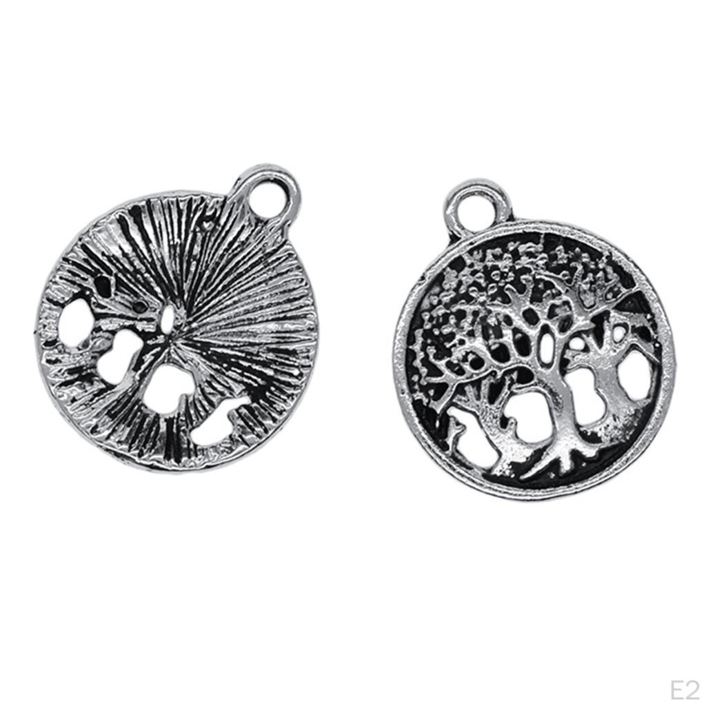 50pcs Tree Of Life Silver Charms For Jewelry Making Yoga Bracelets
