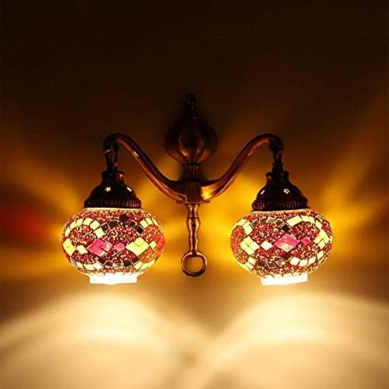 Podwójna metalowa lampa ścienna w stylu portugalskim, mosiężna lampa ścienna