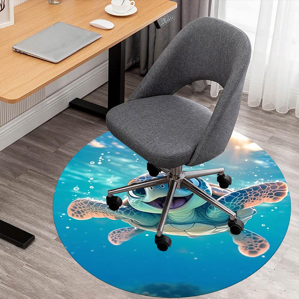 1PC Sea turtle Ocean Round Chair mat Area Rug - Non-Slip, Floor Mat for Office, Bedroom, home decor Christmas Gift c0528059
