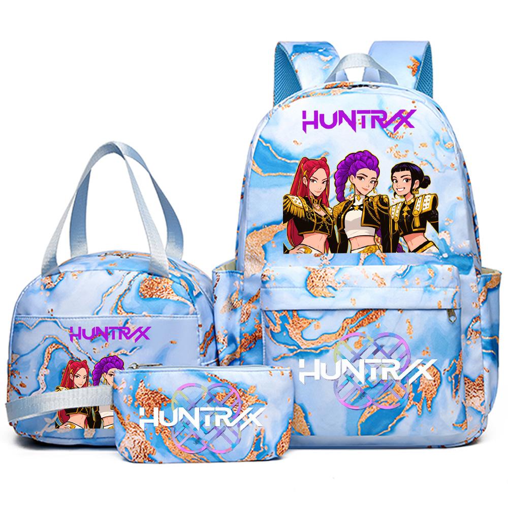 3Pcs/set Cartoon Kpop Printed Backpack with Handbag Pencil Case for Teenager Student Girl Boy Bookbag Schoolbag Women Large Capacity Travel Bag