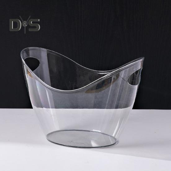 Ice Bucket Wine Bucket with Handles 4 Liter Clear Plastic Tub for Drinks Portable Ice Storage Container for Wine Champagne Beer