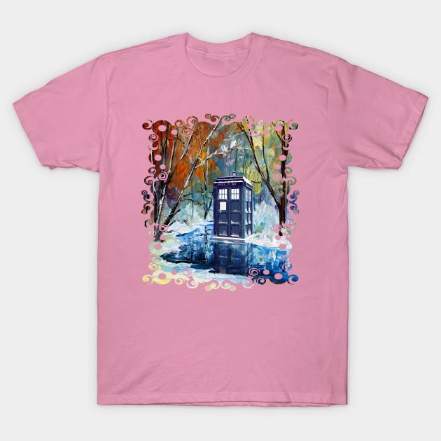 T Shirt Women Snowy Blue Phone Booth At Winter Zone Harajuku Print Kawaii Tshirt Summer Short Sleeve Female T-Shirt Top Tee