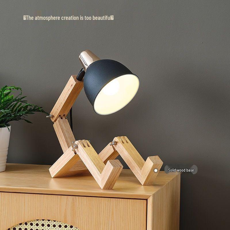 Verstellbare Holz-Augenschutz-Schreibtischlampe für Arbeitszimmer & Schlafzimmer