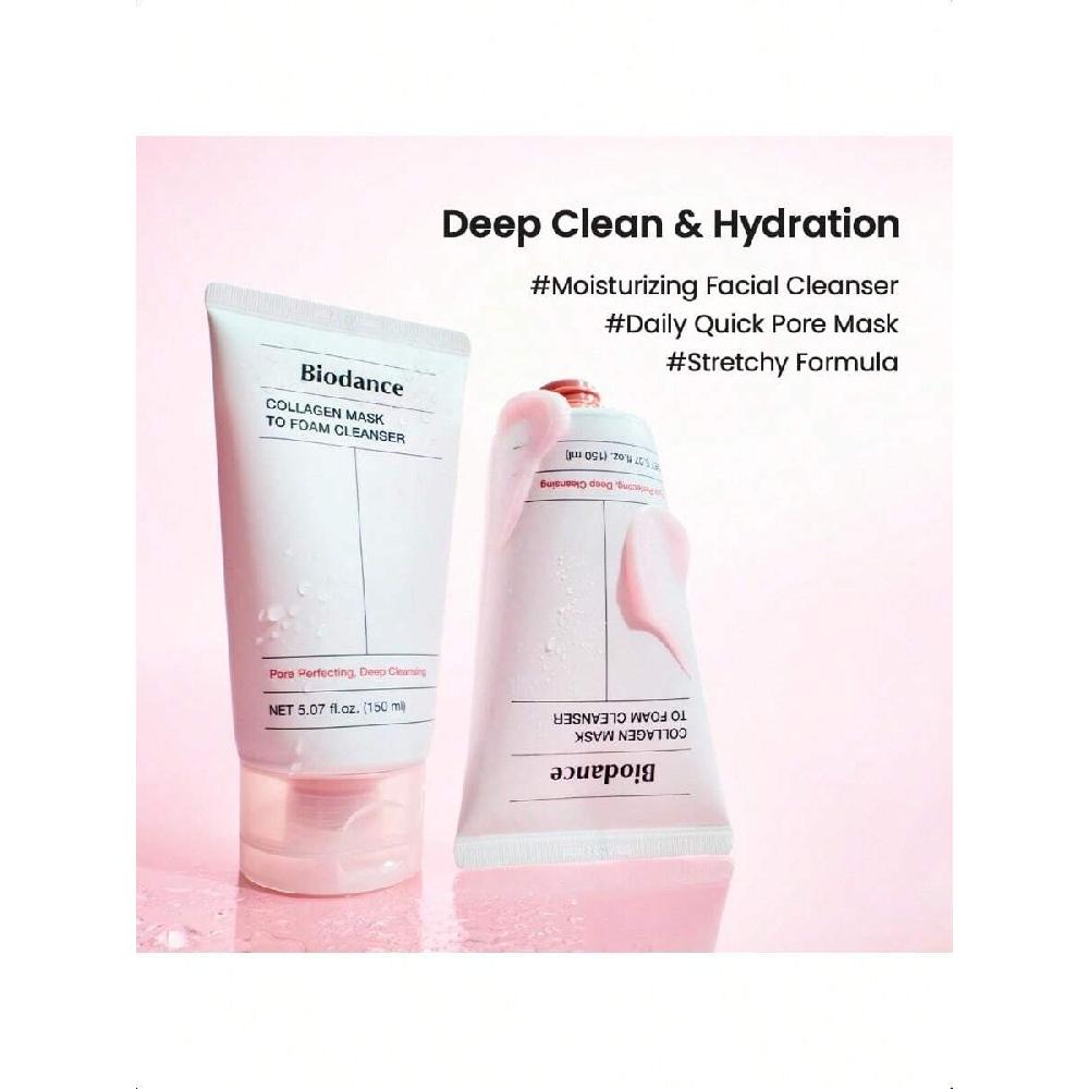 Biodance Collagen Mask To Foam Cleanser 150ml | 2-In-1 Pore Mask And Hydrating Foaming Facial Cleanser For Sensitive Skin, Oily Skin,