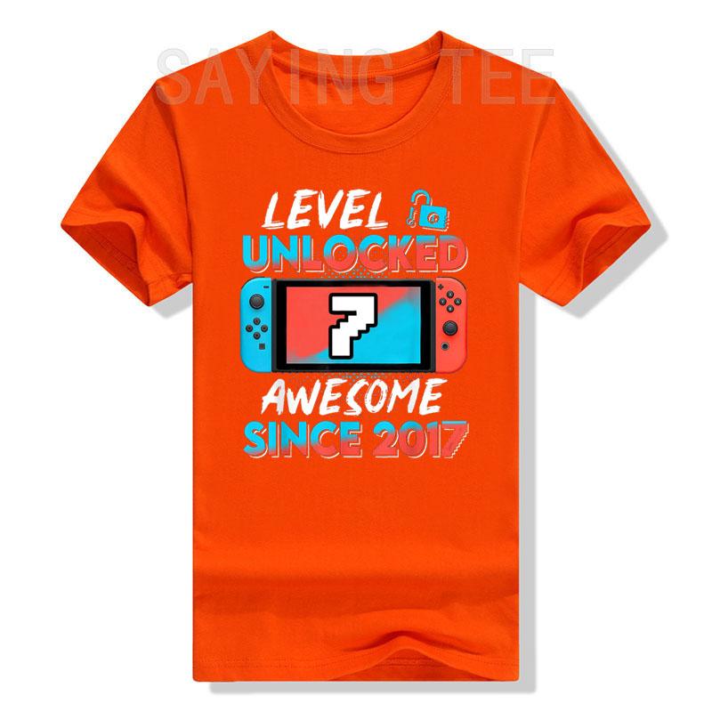 Level 7 Unlocked Awesome Since 2017 7th Birthday Gaming TShirt Gamer 7 Year Old Birthday Gift Video Game Lovers Tee Fashion Top