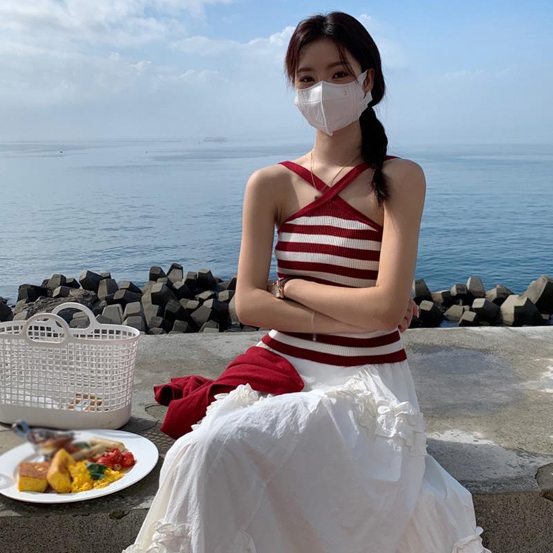 Women Stripe Camisole Summer Slim Versatile Tops