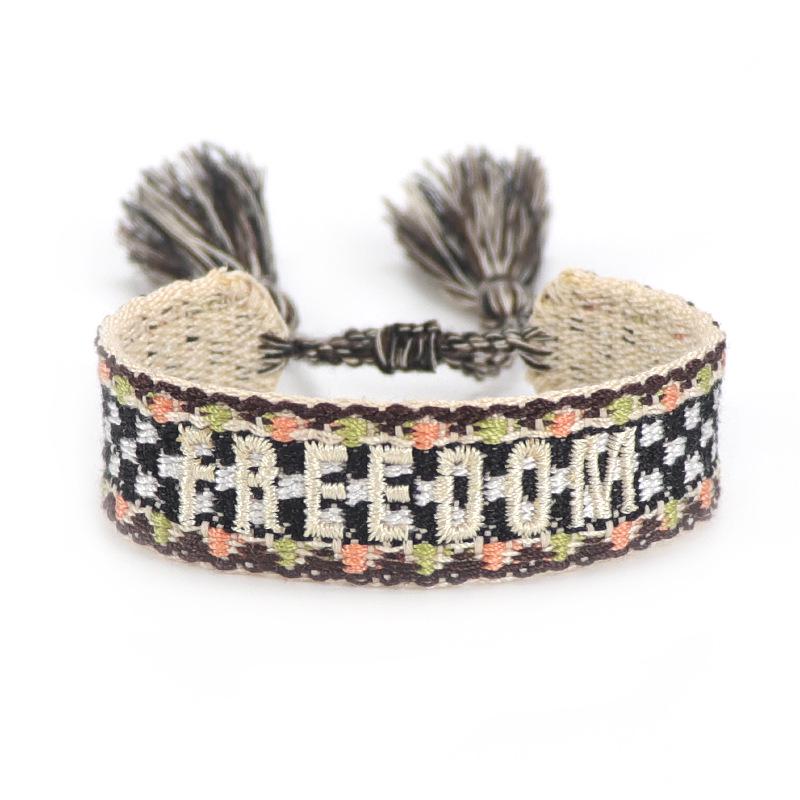 Handmade European Style Embroidered Love Bracelet with Tassels for Girls