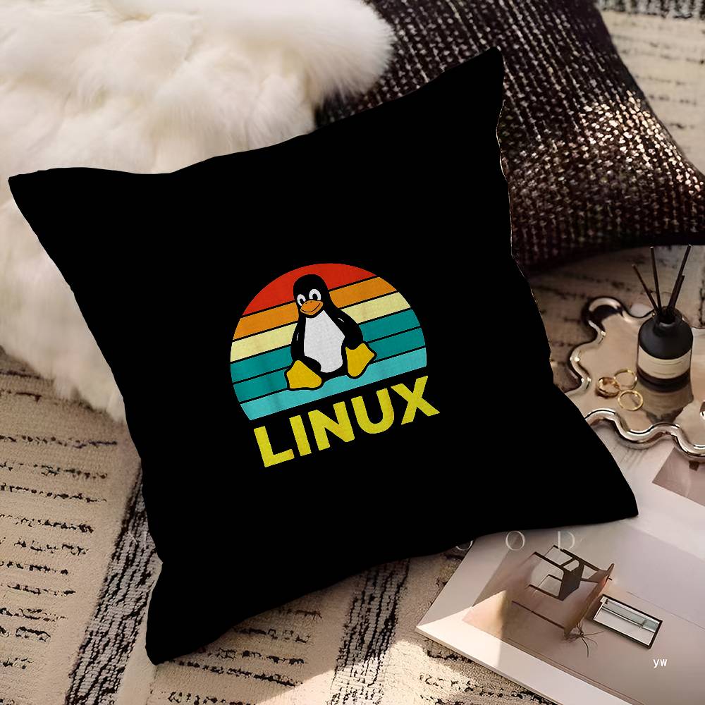 Linux Operating System Tux Penguin Pillow Cover For Bedroom Room And Living Room Sofa Decorative Cushion Cover