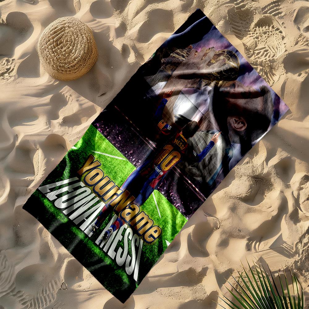Messi Personalized Text Beach Towel High Absorbency & Quick-Dry Ideal for Travel Outdoor Swim Pool Yoga Surf Camping Hiking Gym Gift Holiday