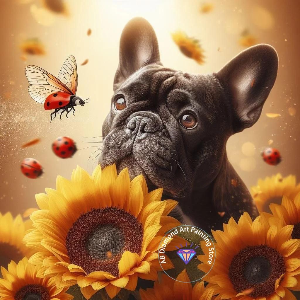 Cute French Bulldog Animal Diamond Painting Kit 5D DIY Dog Diamond Embroidery Cross Embroidery Handmade Art Gift Home Decoration