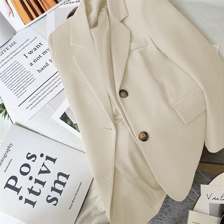 Blazer Petite Feminino Azul Chic 2025: Casaco Casual Estilo Coreano para Primavera e Outono