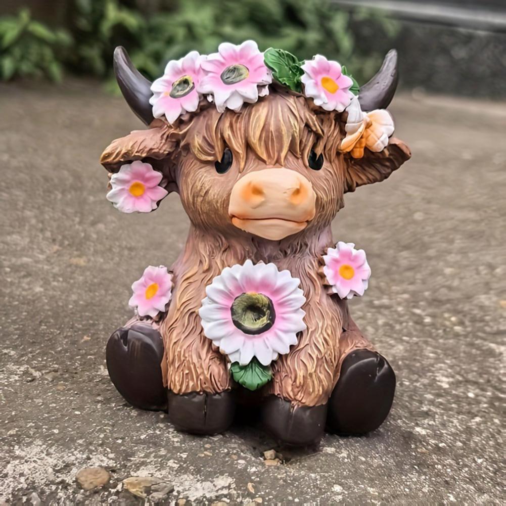 Modern Cow Sculpture Highland Cow Cute Flower Vase Highland Cow Resin Vase Decorative Planter for Plants Flowers Home Decor