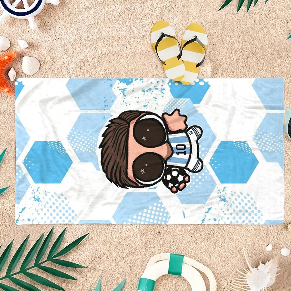 1pz N.10 Atleta Calcio Messi Telo da Spiaggia Grande Asciugatura Rapida per Spiaggia Piscina Yoga Palestra Relax a Casa Asciugamano Regalo per Amici