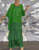 Elegant Chiffon Fashion Trendy Mesh Bat Sleeve Maxi Long Dress