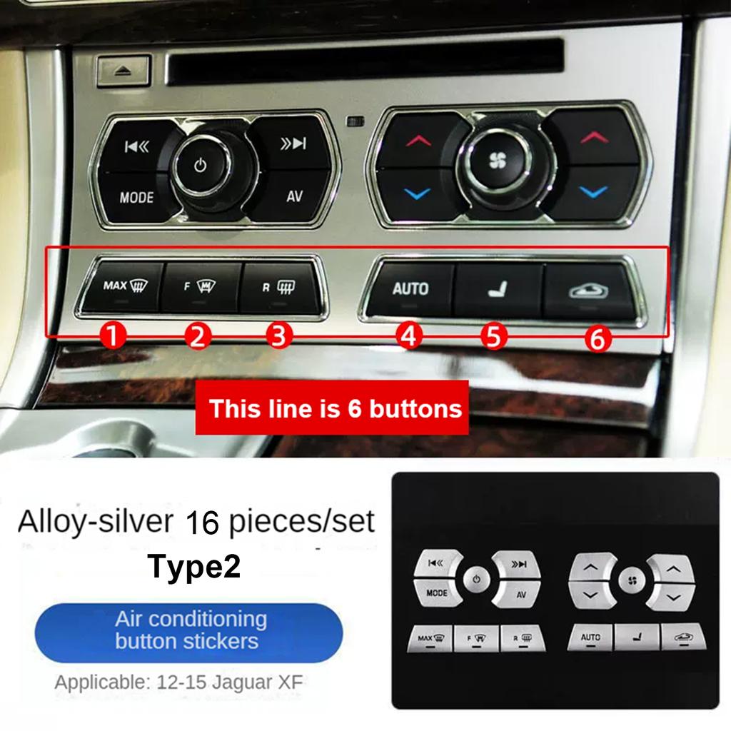 For Jaguar XF Accessories Removable Aluminum Alloy Steering Wheel Multifunction Button Stickers Silver Tuning Car