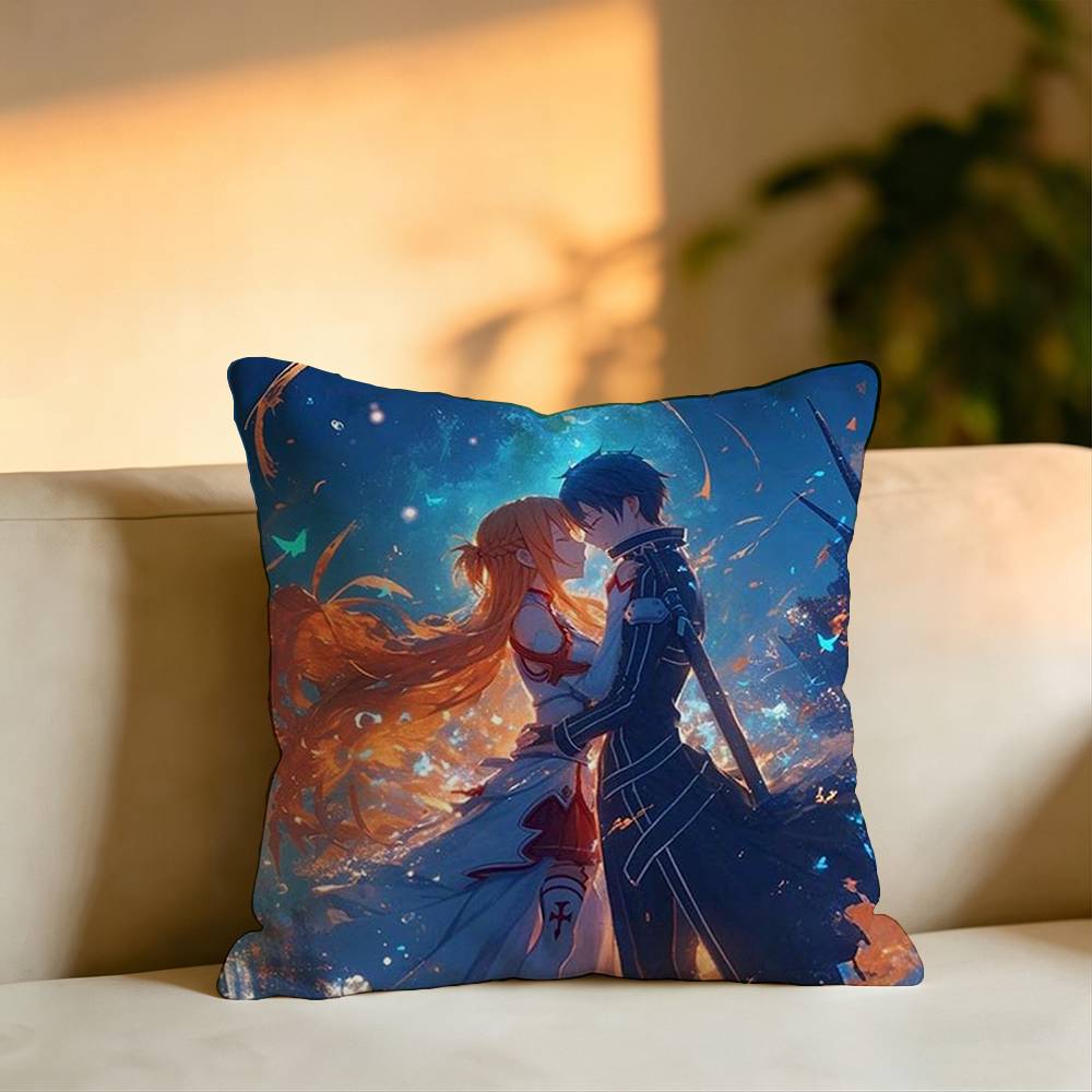 Anime SSword Art Online Pillow Case Square DoubleSided Sofa Cushion Cover Bedroom Bedside Pillow