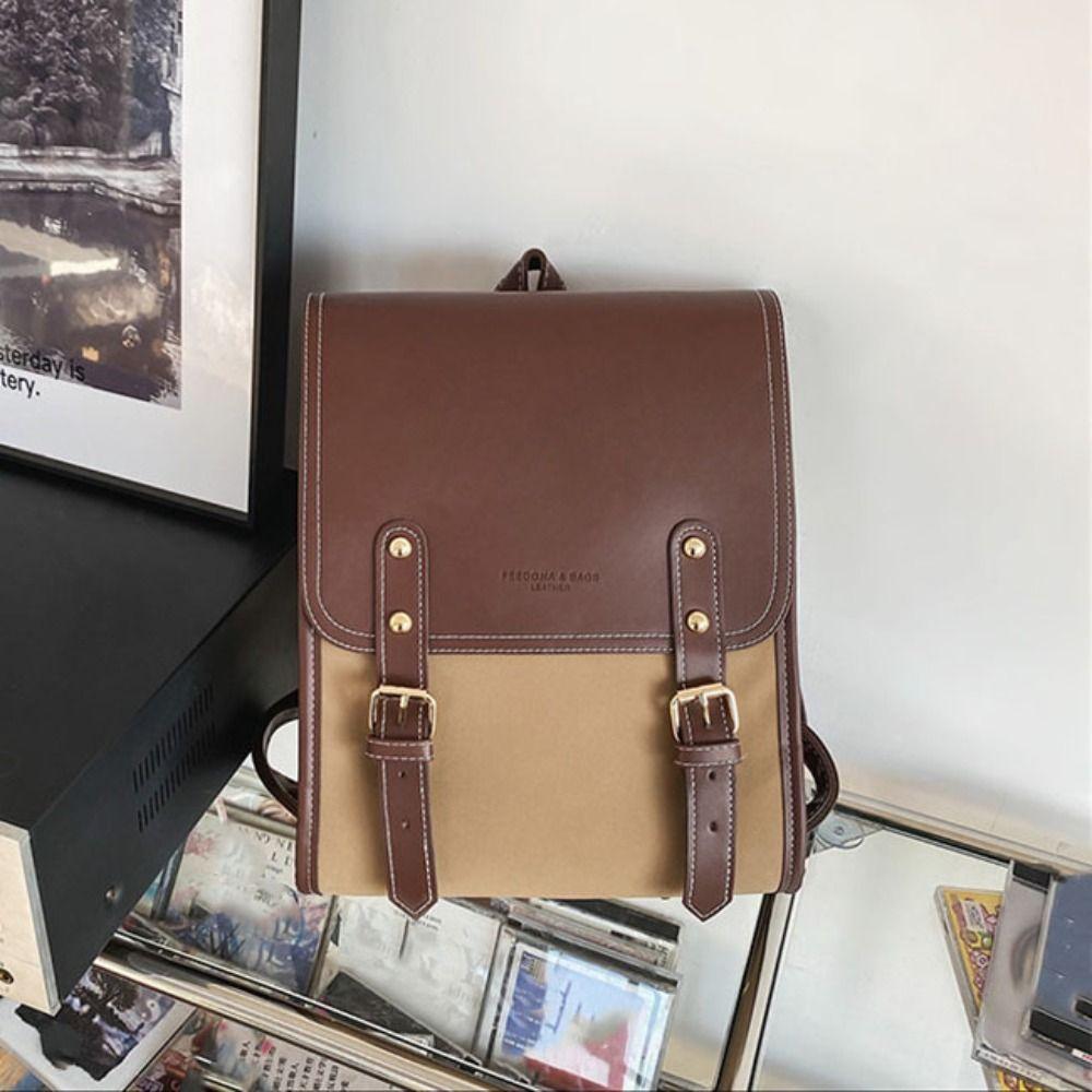 Solid Color Laptop School Bag Simple College Students Backpack Large Capacity Backpack Outdoor