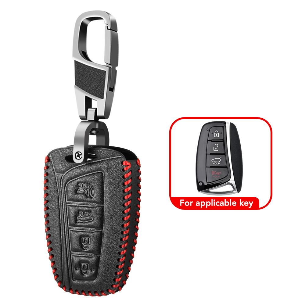 

Автомобильный чехол для ключей из искусственной кожи для Hyundai Grand Santa Fe 3 DM IX45 IX35 Genesis DH Grandeur Azera HG Equus 2013 2014 белый