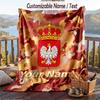 Flannel Blanket Poland Football Print Custom Name Text Soft Throw for Sofa Bed