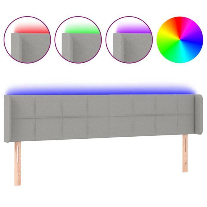 VidaXL LED Headboard Bedroom Furniture Double Bed Accessory Head of Bed Frame Interior Light Grey 3123250