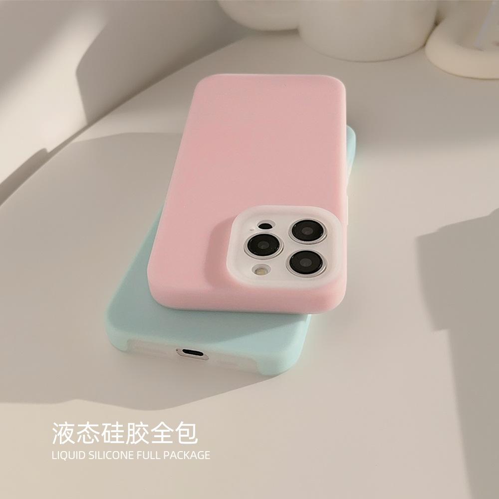 Jelly Liquid 16 Applicable To IPhone Case IPhone 15 Anti Fall 14promax Solid Color Simple 12 All Inclusive 13