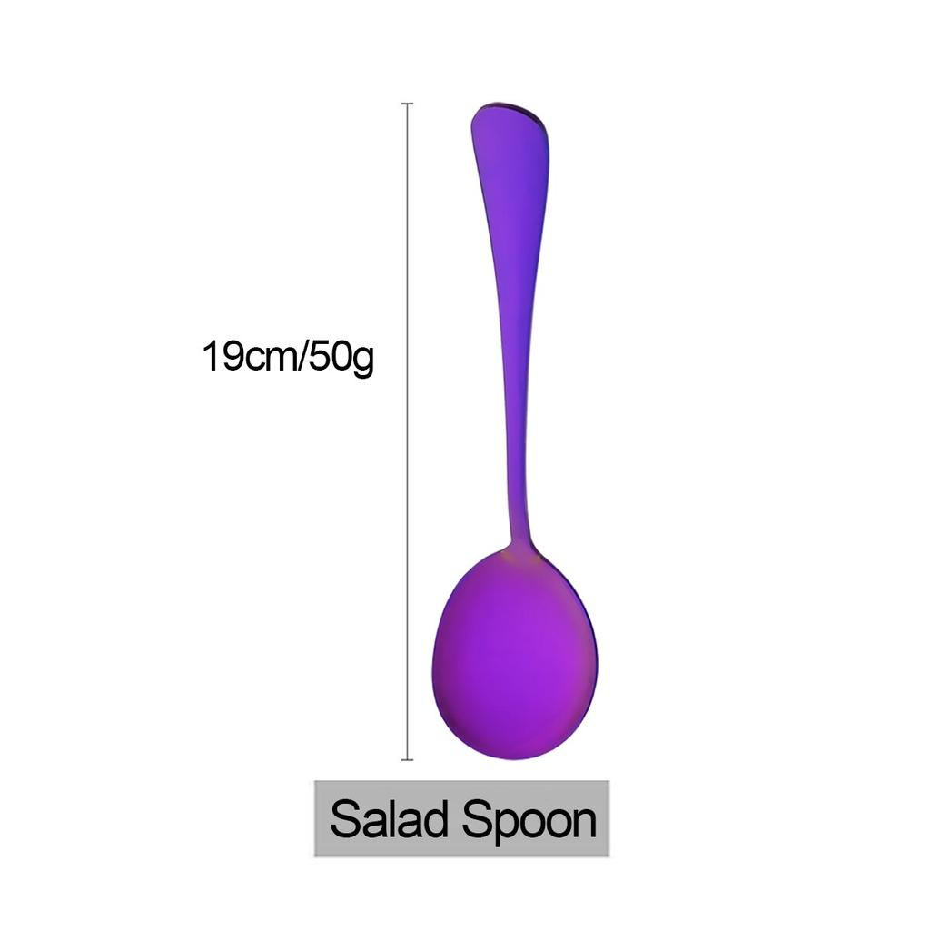 1Pc Purple Stainless Steel Dinnerware Cake Spatula Soup Spoon Colander Spoon Service Spoon Salad Fork Kitchen Accessories Tools