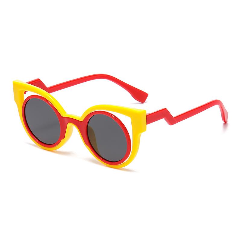 7332 Children'S Hollow Fashion Frame Cat Eye Sunglasses, Cute Boys And Girls Uv Protection Sunglasses
