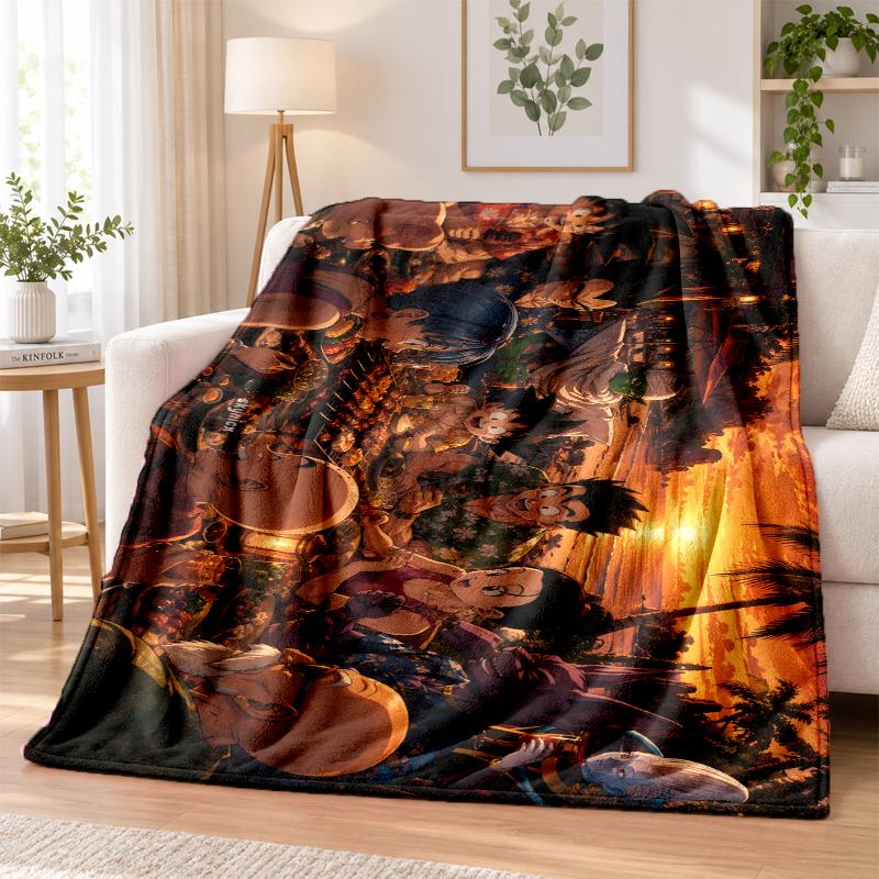 Dragon Ball Flannel Throw Blanket Soft Warm Cozy For Sofa Bed Indoor Home Bedroom Use