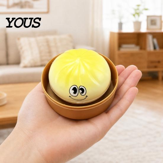 Dumpling Squeeze Toy Cartoon Expression Toy, Anxiety Relief Dough Stress Ball Fidget Stretchy Steamed Bun Sensory for Kids Adults Reliever