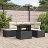 Garden Sofa Set with Storage 5 pcs Black Poly Rattan
