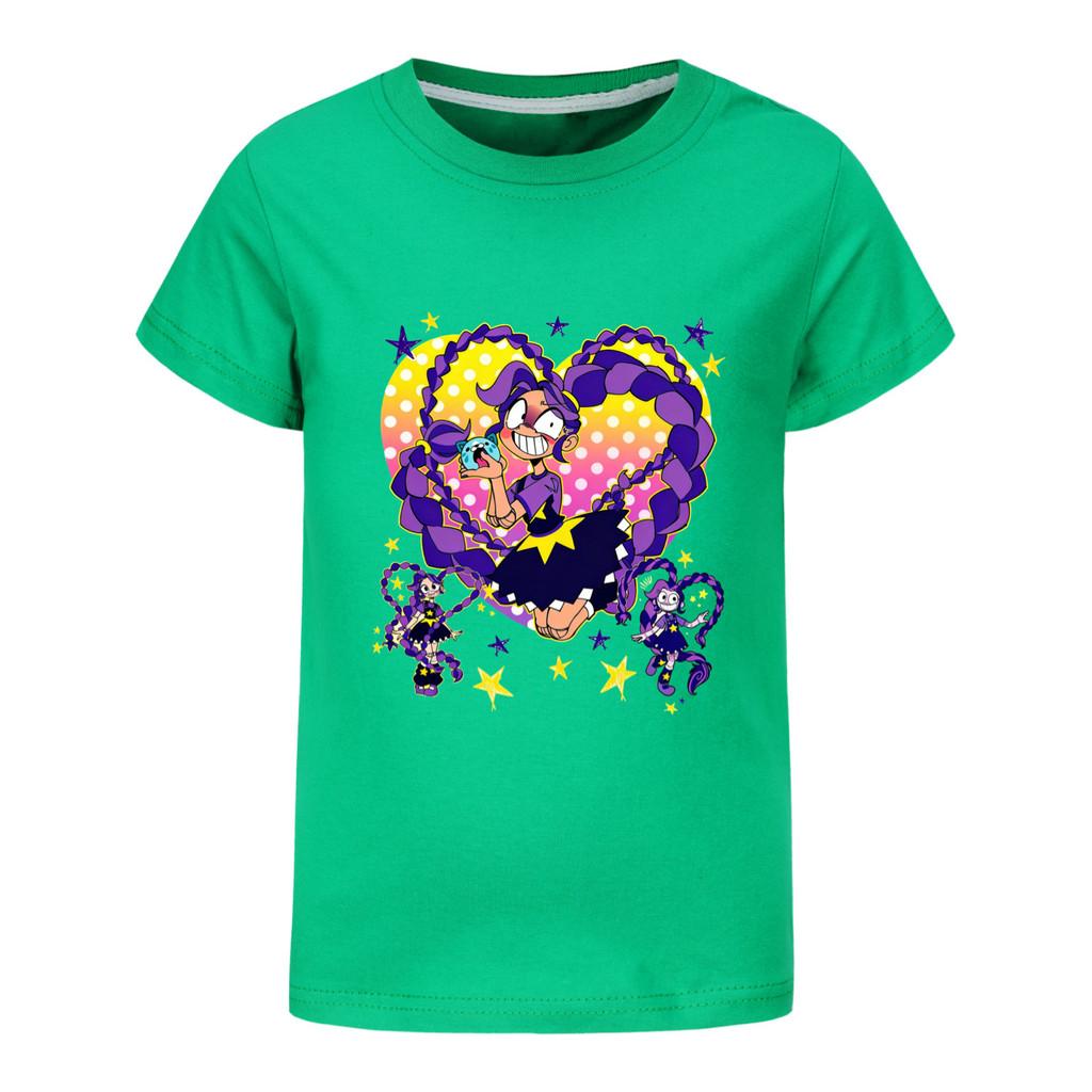 5598 Kinderen Meisjes Lily Liefde Vlechten Print Katoen Korte Mouwen T-shirt