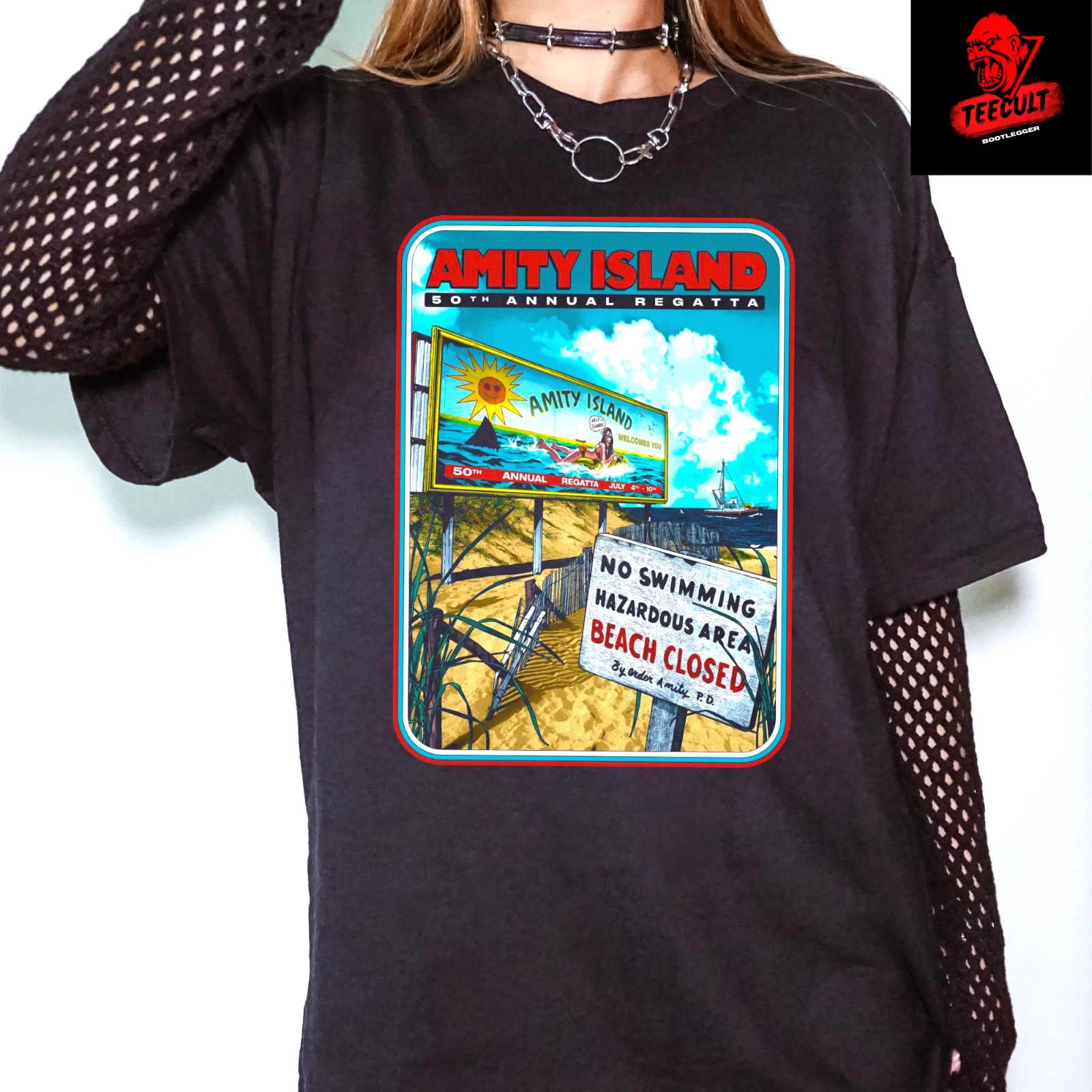 Men s and Women s T-shirts Jaws Cult Movie Tee Amity Island Horror Unisex Cotton XS