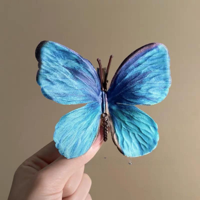 New Arrival Blue Butterfly Hair Clip Elegant Hairpin Hair Accessories for Women Fantasy Side Clip Rhinestone Hair Pin