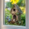Fully Transparent Hand-painted Bird House Window Stickers, Living Room Balcony Glass Decorative Stickers